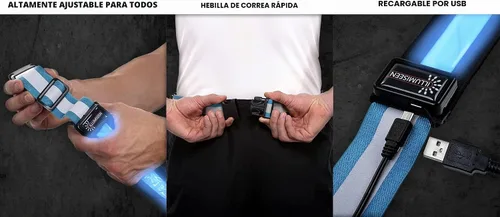 Vista 3 de ILLUMISEEN Cinturón reflectante LED Luces LED de alta visibilidad con 2 modos de iluminación Hebilla ajustable de liberación rápida Recargable