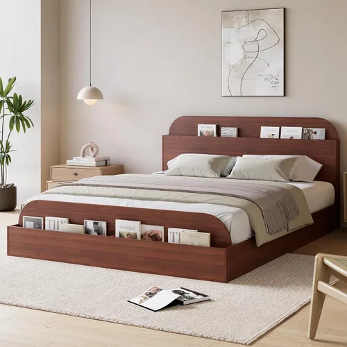 Vista 8 de Estructura de cama Garvee tamaño individual con cabecero y estribo – Cama de plataforma baja para niños, diseño de piso doble de madera, sin ruido