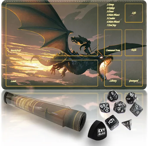 Vista 33 de Tapete MTG TCG -Incluye tubo de almacenamiento y 7 dados-¡Experimenta calidad de primer nivel y alfombrilla impermeable y antideslizante con bloqueo