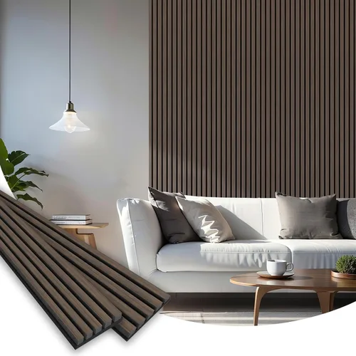 Vista 10 de SMARTSTANDARD Paneles acústicos de listones de madera de muestra, panel de pared de listones de madera insonorizado, nogal, paquete de muestra
