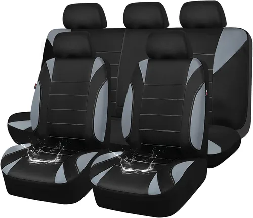 Vista 12 de Car Pass - Fundas impermeables de neopreno para asientos, juego completo negro de ajuste universal, fundas protectoras para interior de auto SUV