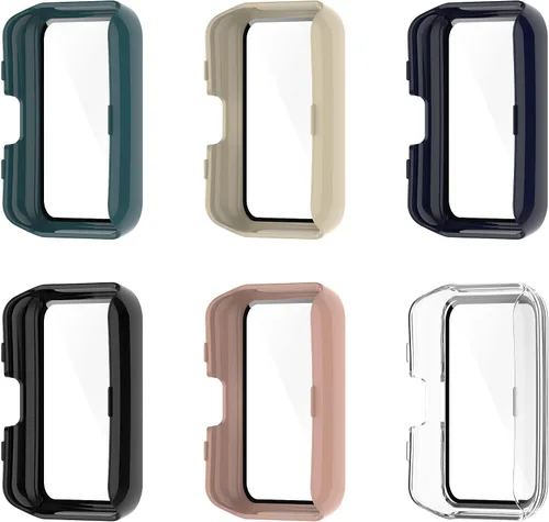 Vista 2 de FitTurn Compatible con Huawei Watch FIT 2 Funda protectora de pantalla PC + película templada resistente a los arañazos Funda protectora para Huawei