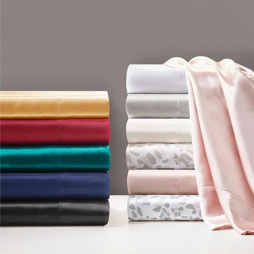 Vista 46 de Madison Park Essentials - Juego de sábanas de satén de lujo y sedoso con brillo natural, bolsillo elástico de 14 pulgadas para colchones de hasta 16