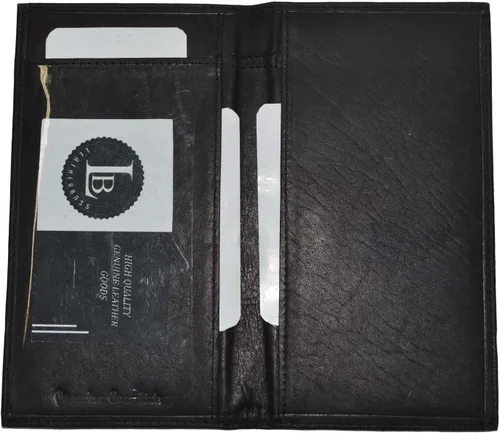 Vista 6 de Leatherboss - Funda de piel auténtica para chequera, Negro -, Cartera de viaje