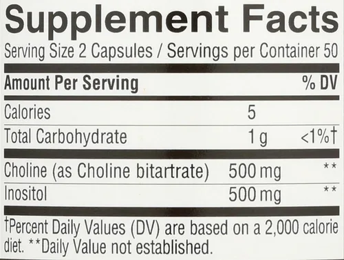 Vista 4 de Nature's Way Colina e inositol, salud cerebral*, energía celular*, 1000 mg por porción, 100 cápsulas