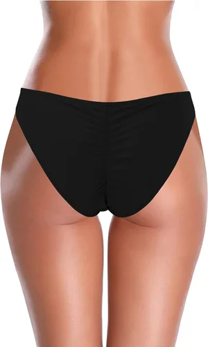 Vista 2 de SHEKINI Women's Bikini Bottom Black Brazilian Swim Bottoms Low Waist Ruched Back Swimsuit Bottom