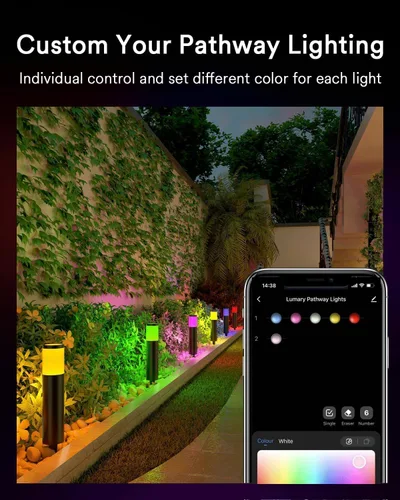 Vista 6 de Lumary - Luces inteligentes de camino de bajo voltaje 2100LM, IP65 impermeable, 24V RGBAI/Cool/Warm light, Timer, 50+ Scenes, Custom Schedules