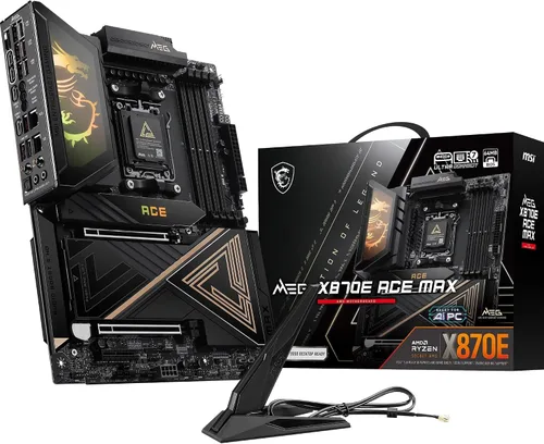 Vista 10 de MSI MEG X870E GODLIKE, E-ATX - Compatible con procesadores AMD Ryzen 9000/8000/7000, AM5 - Dynamic Dashboard III, EZ Slide M.2, 110A SPS, memoria