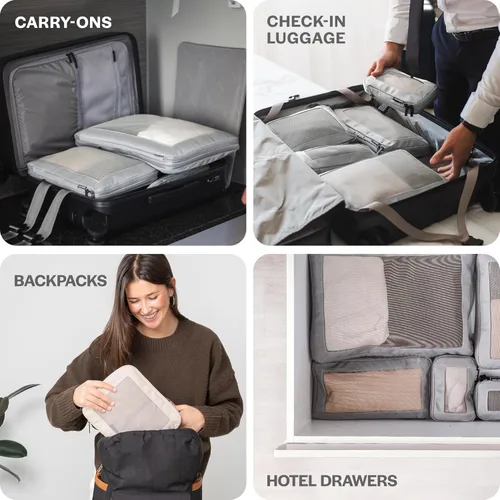 Vista 9 de Aerotrunk Cubos de embalaje de compresión para viajes, bolsas organizadoras de equipaje, cubos de embalaje con doble cremallera para maletas