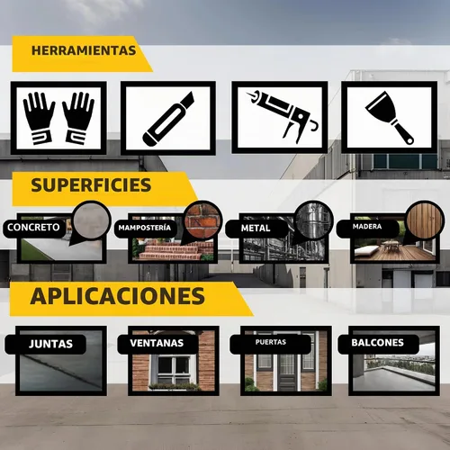 Vista 4 de Kit Sikaflex 1a - Sellador de poliuretano de un componente, flexible, sin goteo, para superficies verticales y horizontales de hormigón