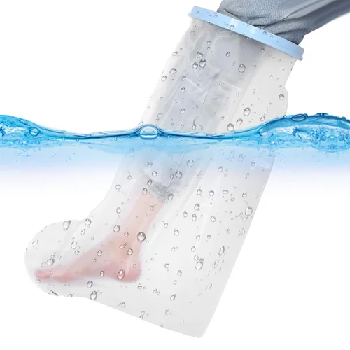 Vista 5 de ZJchao Fundas de pie para heridas y fracturas, protector de ducha elástico impermeable para heridas de piernas y fracturas, material de PVC, 28 x 10