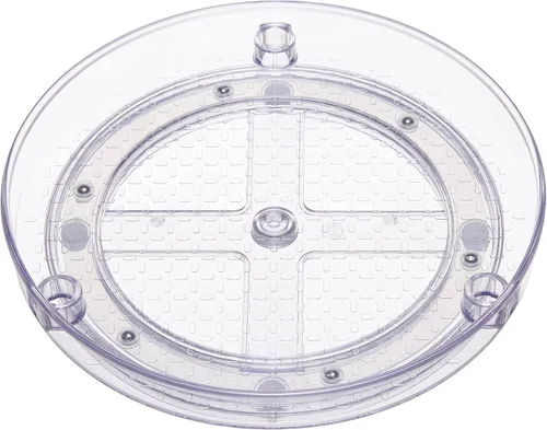 Vista 4 de Amazon Basics Lazy Susan - Organizador giratorio para especias y condimentos, 9 pulgadas de diámetro, 2 niveles, transparente