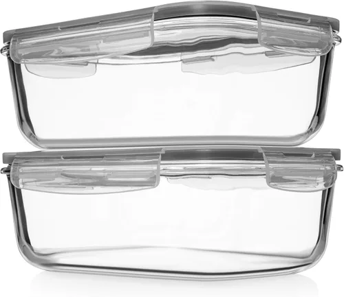 Vista 10 de Razab 4 recipientes grandes de vidrio para almacenar alimentos de 62.9 fl oz / 63 onzas / 8 tazas con tapas, recipientes de vidrio para preparar