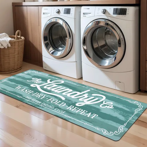 Vista 26 de Pauwer - Alfombra de cocina estilo granja, 20"X48", beige, antideslizante, lavable, hecha a máquina Goma, lavable, duradero, fácil de limpiar
