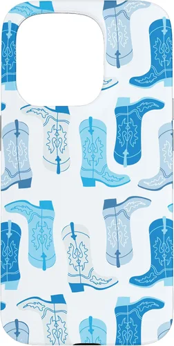 Vista 14 de Cowboy Boot Illustration Preppy Western Pastel Blue and Cyan Case for iPhone 17