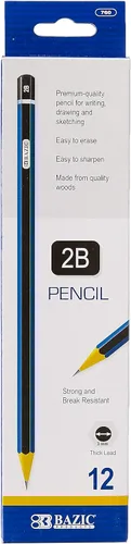 Vista 8 de BAZIC PRODUCTS Lápices de madera prémium #2B, 12 unidades, para dibujo Grafito #2B más suave para líneas oscuras y llamativas, barril de madera