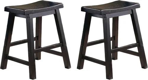 Vista 9 de Lexicon Saddleback - Juego de 2 taburetes de cocina de madera maciza, taburetes de cocina de altura para comedor, opciones de asiento de silla sin