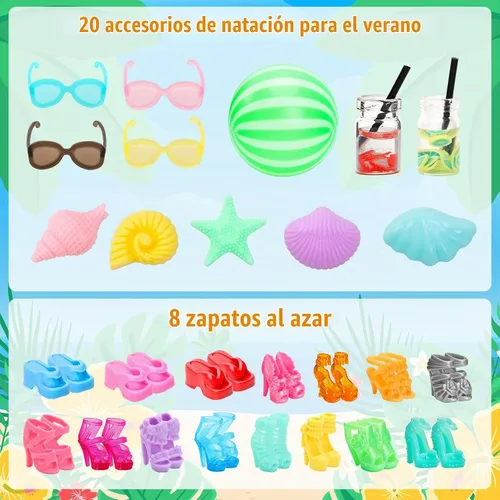 Vista 3 de Juego de 30 piezas de ropa y accesorios para muñecas de 11.5 pulgadas