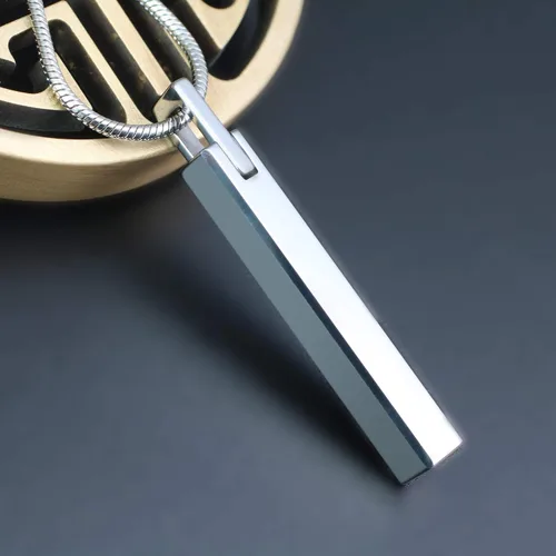 Vista 3 de COAI Collar de barra de tungsteno para hombre, collar colgante para hombre, Diosplata 20"-26