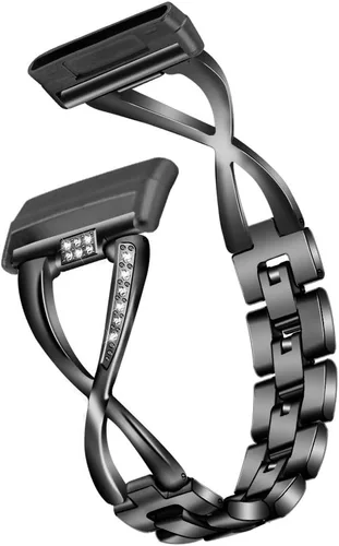 Vista 2 de FitTurn Compatible con Fitbit Versa 4/Sense 2/Versa 3/Sense Band para mujer, correa de repuesto de metal con diamantes de imitación de cristal