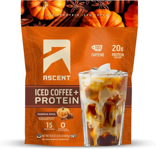 Vista 9 de Ascent Proteína en polvo de café con caramelo helado - Proteína de alto contenido, 20 g de proteína y 100 mg de cafeína de café colombiano premium