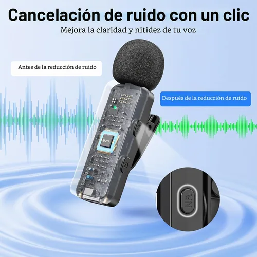 Vista 5 de BOYA by-V1 Micrófonos inalámbricos para iPhone iPad con puerto Lightning certificado MFi, rango de 328 pies, vida de batería de 9H, reducción