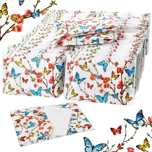 Vista 8 de Geyee 50 paquetes de pañuelos faciales para viajes, paquetes de bolsillo desechables para invitados a bodas, viajes, escuela, bolsos, suministros