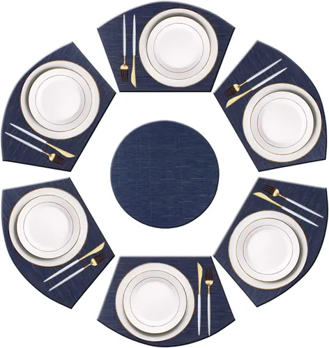 Vista 25 de PIGCHCY Juego de 4 manteles individuales en forma de cuña para mesa de comedor, tejido cruzado, lavables, resistentes al calor, manteles Bambúes