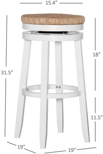 Vista 3 de Linon Morgan - Taburete giratorio de 31.5 pulgadas con asiento de madera pintada de color blanco