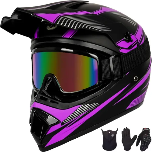 Vista 10 de Yesmotor - Casco de motocross para jóvenes, casco de motocicleta BMX, MX, cuatrimoto todoterreno, motocross, bicicleta de montaña, aprobado por