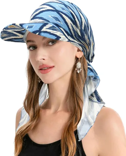 Vista 12 de ZLYC Gorro de quimioterapia para mujer, visera para la cabeza, bufanda preatada, gorra ligera de calavera Blanco sólido