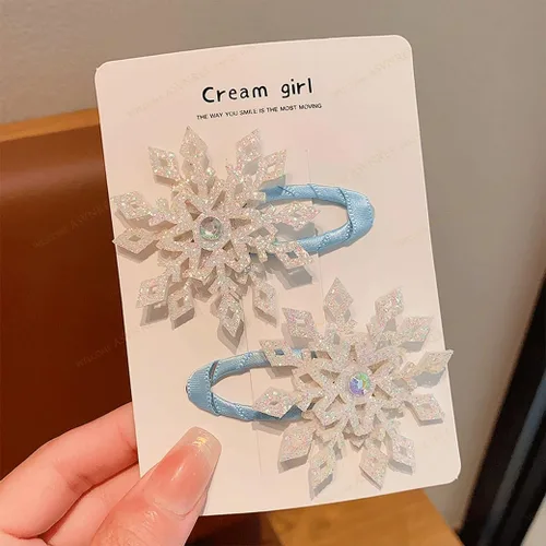 Vista 6 de Pinza para el pelo de copo de nieve, accesorios para el cabello de Navidad para mujer, lazo de Navidad, 4 piezas creativas y elegantes con diamantes