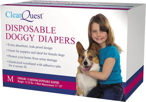 Vista 9 de ClearQuest Pañales desechables para perros, pañales para mascotas superabsorbentes a prueba de fugas