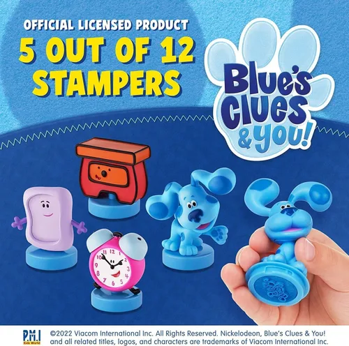 Vista 4 de P.M.I. Sellos de Blue's Clues para Niños 5 Sellos de Juguetes de Blue's Clues en 1 Paquete Colecciona Todos los 12 Juguetes de Blue's Clues