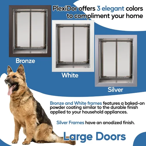 Vista 3 de PlexiDor Performance Pet Doors for Dogs and Cats - Puerta de perro con cerradura y llave - Plata, tamaños grandes Door-mount, lock and key