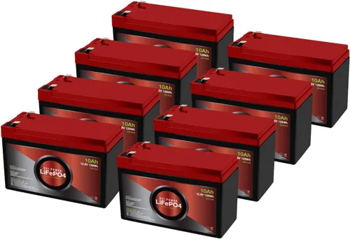 Vista 8 de Paquete de 2 baterías recargables LiFePO4 de ciclo profundo de litio de 12 V 10 Ah 2000-5000 ciclos de vida y 10 años de vida útil BMS integrado