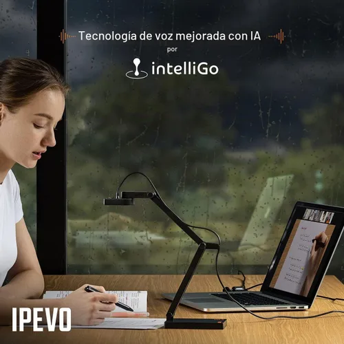 Vista 8 de IPEVO V4K PRO Cámara de documentos USB Ultra HD con micrófono mejorado con AI, para visualización en aula, enseñanza en línea, trabajo desde casa