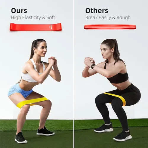 Vista 2 de Bandas de resistencia, juego de 5 bandas de ejercicio con diferentes niveles de fuerza, bandas elásticas de resistencia para ejercicio, pilates