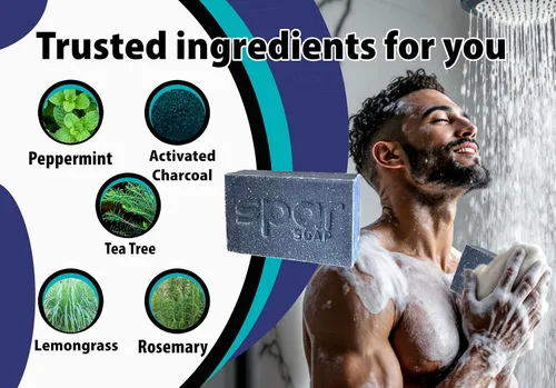 Vista 2 de Spar Soap Original Bar (4 onzas), árbol de té de carbón activado, propiedades antifúngicas, para BJJ, MMA, luchadores, Grapplers, hombres y mujeres