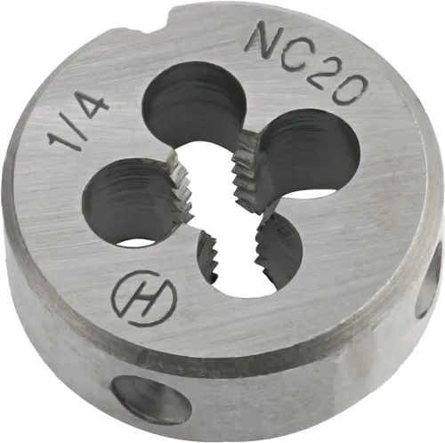 Vista 2 de 1/4 "-20 UNC HSS Tap And Die Set, 1/4 x 20 UNC Macho de rosca de máquina y rosca redonda Die mano derecha