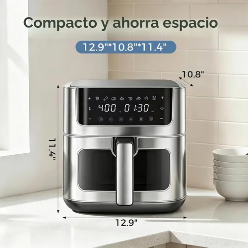 Vista 2 de DUMOS Freidora de aire de 6.34 cuartos de galón, freidora de aire 8 en 1 Gris