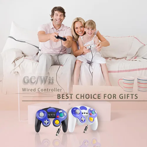 Vista 6 de XIKAYADA Gamecube Controller, Wired Game Controller for Wii & GC, Upgraded TURBO & HD Vibration Function, Double Color Design Style Classical
