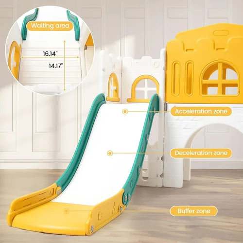 Vista 3 de GarveeLife Zona de juegos interior 8 en 1 para niños pequeños con tobogán juego de tobogán para bebés de 1 a 3 años, tobogán para niños incluye aro