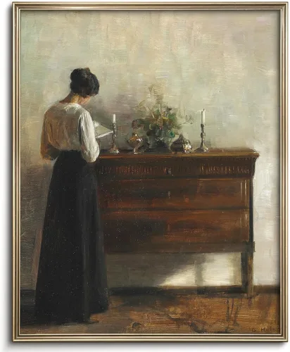 Vista 28 de Pintura vintage de paisaje de campo de flores silvestres, arte de pared de paisaje rural de granja, impresión artística de paisaje de jardín