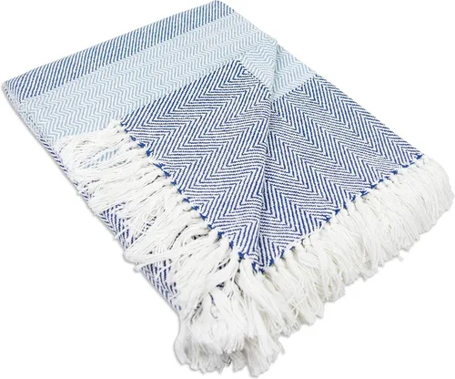 Vista 4 de DII Manta Tejida con Puntada de Diamante, Moderna Orgánica, 50 x 60 pulgadas, Aqua