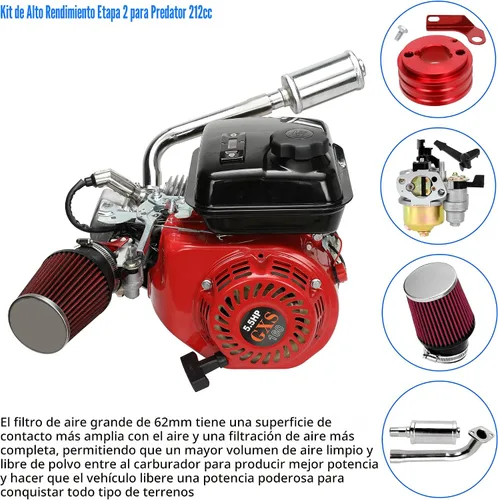 Vista 5 de YOXUFA Kit de silenciador de tubo de escape de carburador de 212 cc para Predator 212cc 224cc 196cc 200 6.5hp motor Coleman CT200U BT200X CT200U-EX
