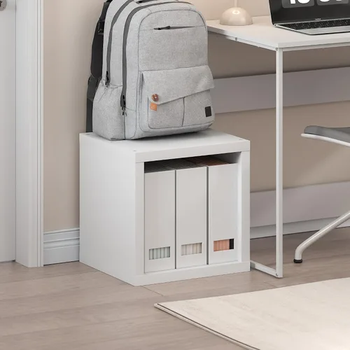 Vista 50 de Furinno Estantería para cubículos, estantería apilable, organizador de almacenamiento en cubos con parte trasera abierta, extragruesa, 15.8 x 15.8 x