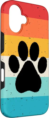 Vista 3 de iPhone 16 Gato Perro Paw Print en estilo retro Vintage Case