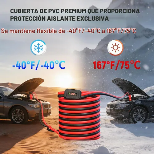 Vista 5 de TOPDC Cables de puente resistentes de 1000 amperios para batería de automóvil, cables resistentes para camiones diesel, kit de cables de puente