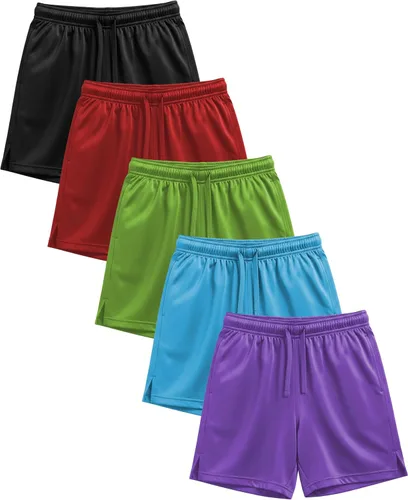 Vista 6 de Andrew Scott Pantalones cortos deportivos de baloncesto para niños con rendimiento activo y estilo de malla, varios paquetes